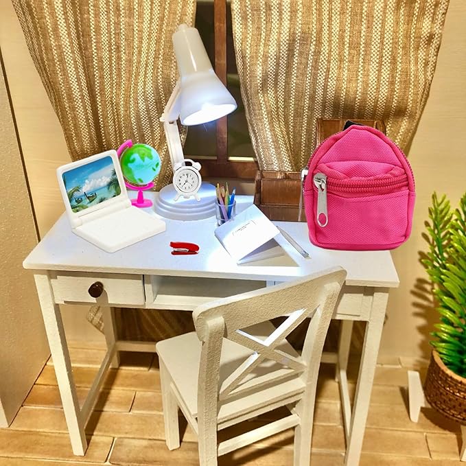 ONEST 46 Pieces Doll House School Supplies Mini School Accessories Dollhouse Home Miniature Model DIY Doll Accessories