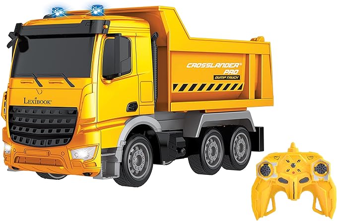 LEXiBOOK, Crosslander® pro RC Dump Truck, Remote Controlled Dump Truck, Light Effects, Rechargeable, RCP10