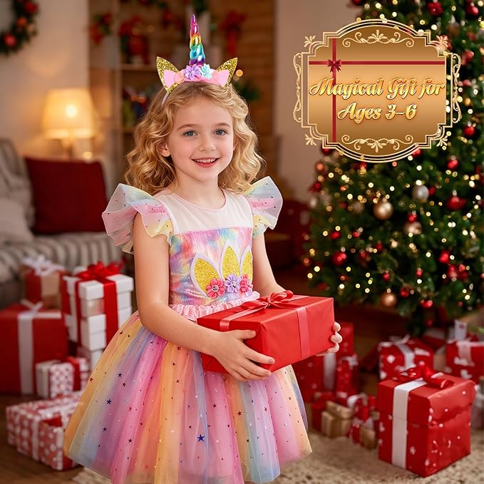 VGOFUN Princess Dress Up Clothes for Little Girls - Princess Costume for Girls with Princess Toys Dress Up Outfit Pretend Play Dresses Toddler Girls Gifts for Christmas Birthday Aged 3 4 5 6