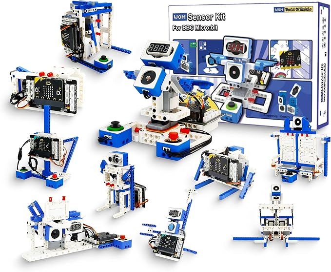 Yahboom Building Block Programming Kit Sensor Module with Micro bit V2 STEM Coding DIY Robot Kit Programmable Education Learn World of Module (Without V2)