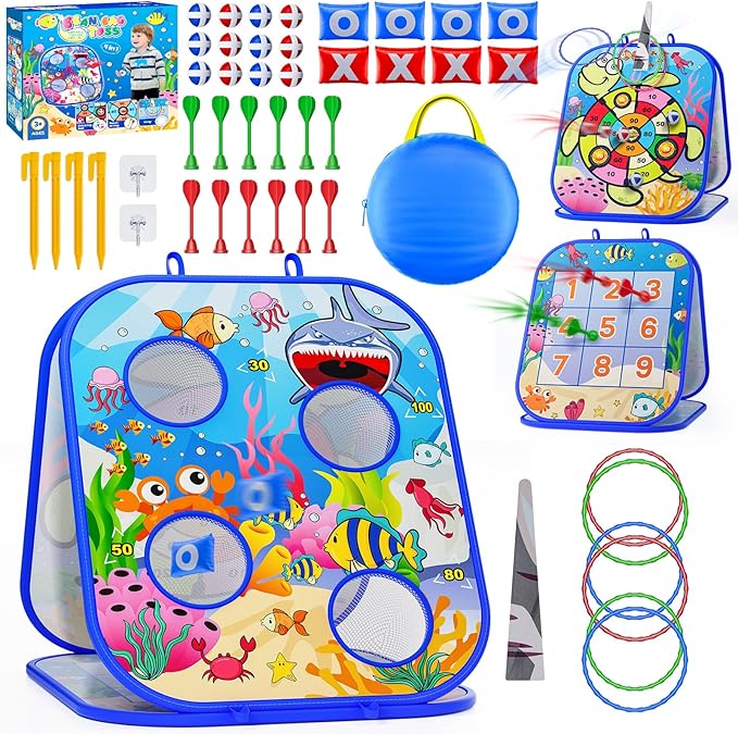 Bean Bag Toss Game for Kids, Cornhole Board Toddler Toys for Kids Party Activity and Outdoor Yard Backyard, Birthday Gift or Christmas for Aged 3 4 5 6 7 8 Year Old Boys