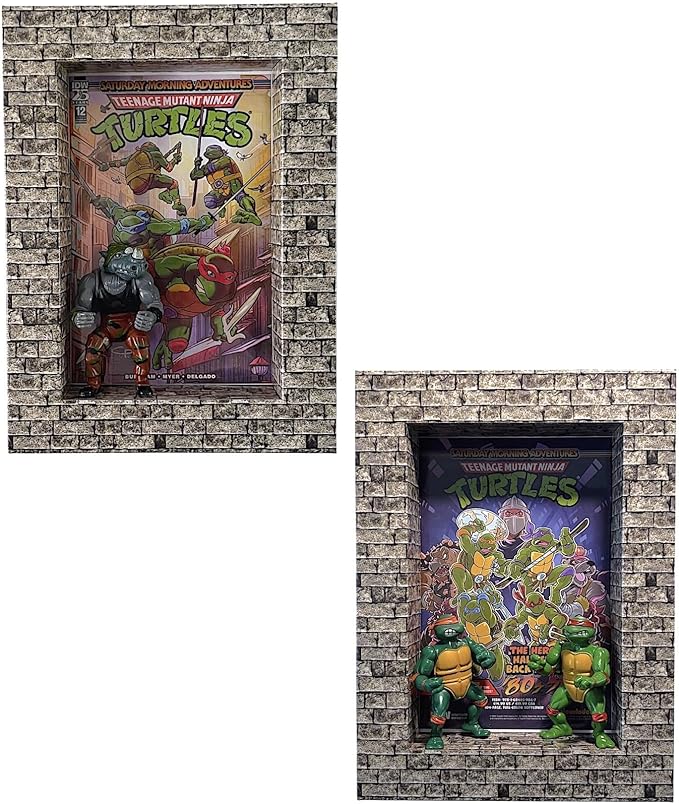 Stone Design Shadowbox Frame – USA Made Showcase for Figurines, Collectibles, Comic Books, Actions Figures, Toys – Lightweight & Durable Corrugated Display Case with Optional Shelves (2 Pack)