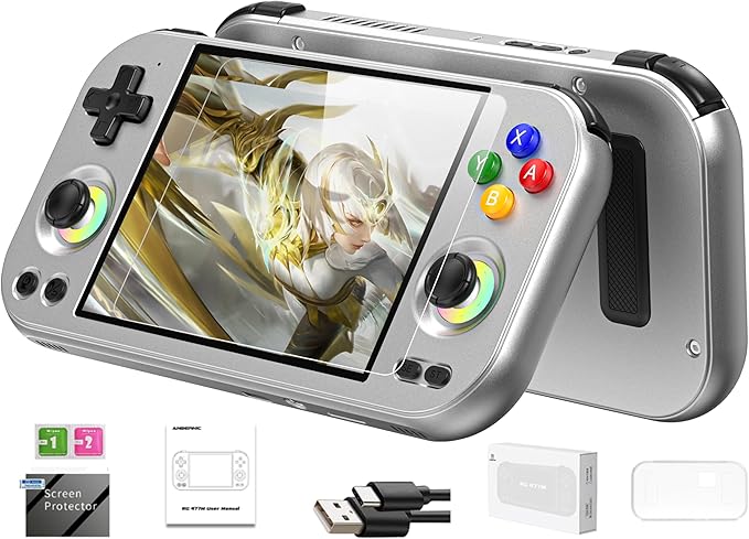 RG477M Retro Handheld Game Console , Aluminum Alloy CNC Dimensity 8300 Android14 System 4.7-inch Touch Handheld Game Console WiFi/Bluetooth Hall Joystick RGB Light 5300mah