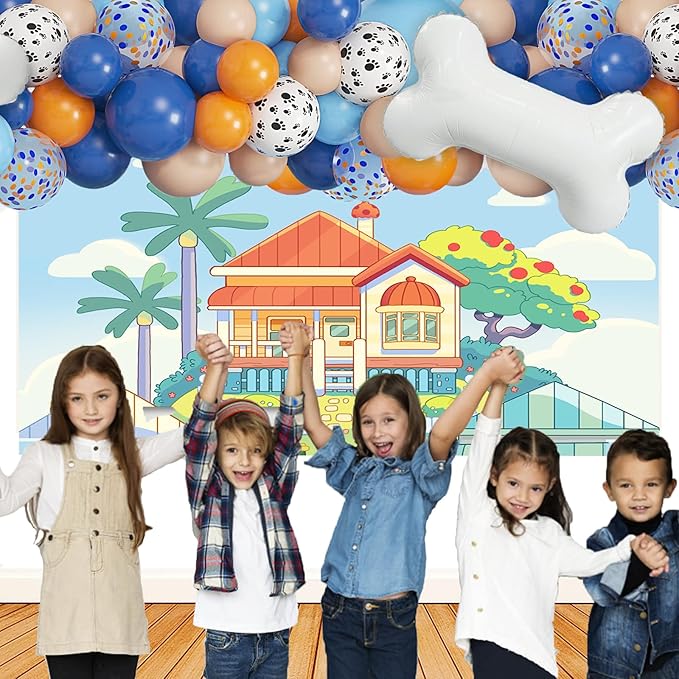 Birthday Party Supplies, Blue Party Decorations Banner and Backdrop for Kid, Boys and Girls Happy Birthday Backdrop