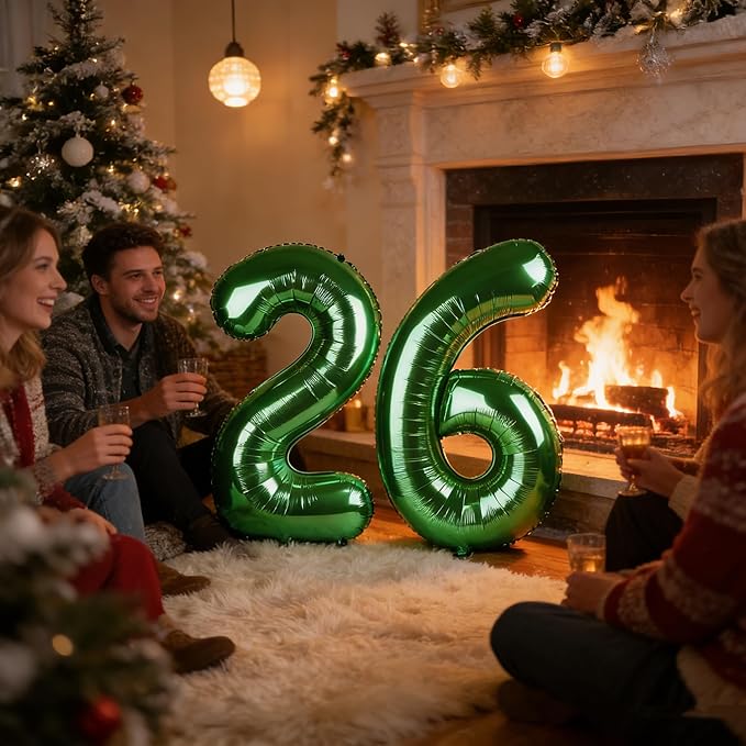 Number 26 Balloon Dark Green, Foil Happy 26th Birthday Balloon for Men & Women,40 Inch Large Balloons for 2 6 26 62 2026 Wedding Marriage Proposal Engagement Decorations