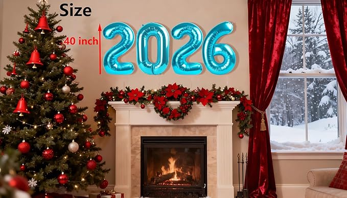 40 Inch Light Blue 2026 Balloon Numbers,2026 Light Blue New Years Eve Party Supplies,2026 Balloons Decorations for Happy New Year,Graduation Parties