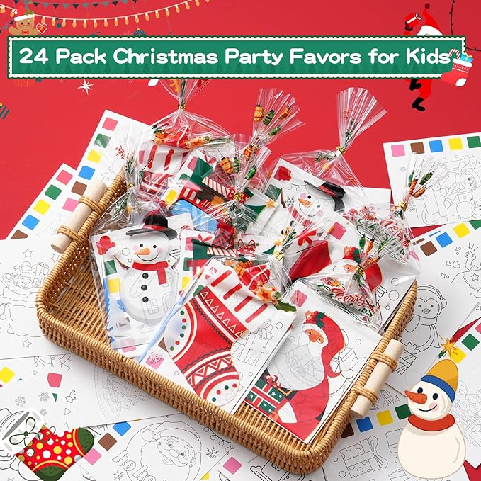 Christmas Party Favors for Kids, 120Pcs Water Coloring Books & 320Pcs Temporary Tattoos Bulk for Goodie Bags Stocking Stuffers Classroom Prizes Christmas Crafts Gifts for Kids Party Supplies