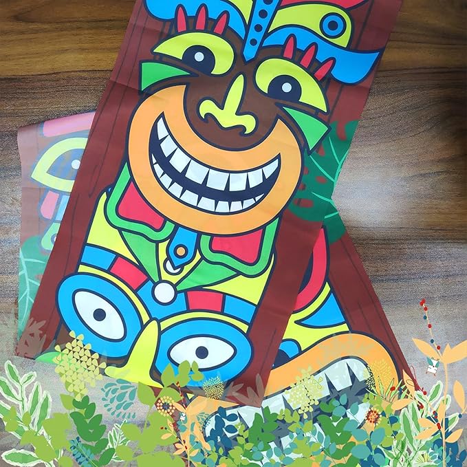 Hawaiian Luau Party Decoration Supplies, Tiki Totem Door Banner Sign for Aloha Hawaii Luau Tropical Moana Birthday Party Decorations, Tiki Decorations Outdoor