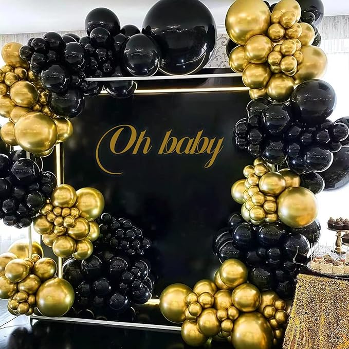 134Pcs Metallic Gold Balloons Different Sizes 5 10 12 18 Inch Chrome Gold Latex Balloon for Birthday Wedding Baby Shower.