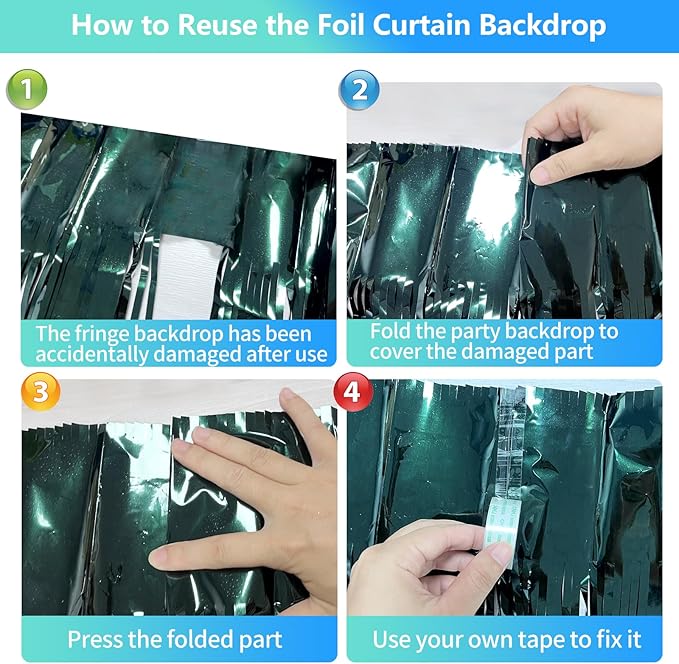 Dark Green Party Birthday Decorations Door Streamers Fringe Tinsel Foil Curtain, 2 Pack 3.3x8.2ft Dark Green Backdrop for Birthday Jungle Party Dinosaur Animal St Patrick's Day Christmas Decorations