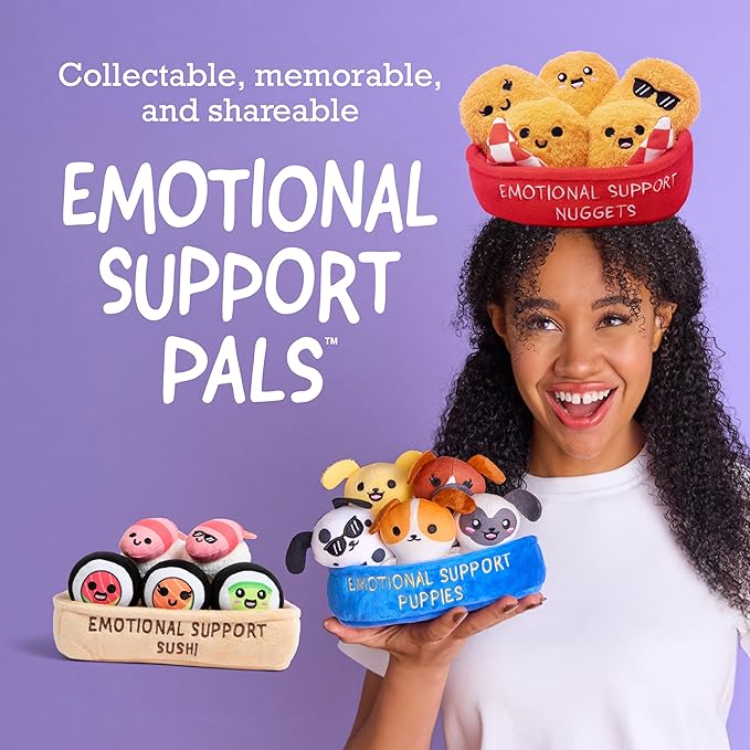 Emotional Support Sushi by Relatable - Cuddly Stuffed Animals and Toys, Squishy Toys and Plushies, Great Gift Ideas for Loved Ones of All Ages - Includes 5 Plushies with Carrying Basket