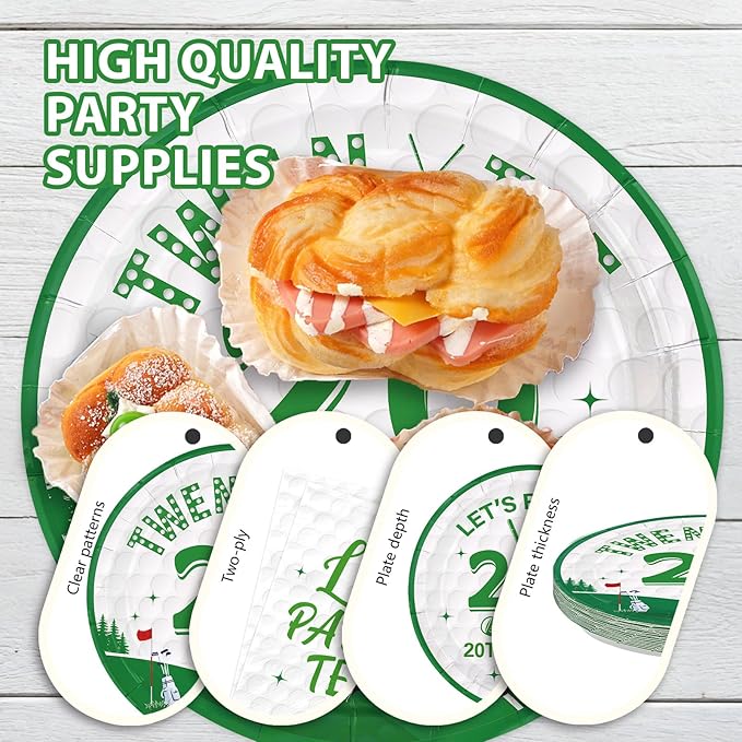 96Pcs Masters Golf Party Decoration Golf 20th Birthday Plates and Napkins White Green Disposable Paper Tableware Set for Player 20 Year Old Birthday Masters Party Supplies Serves 24