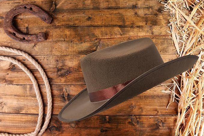 The Dreidel Company Cowboy Felt Western Hat, 22" Circumference Dress Up Costume Clothes for Kids, Pretend Play, Party Favors