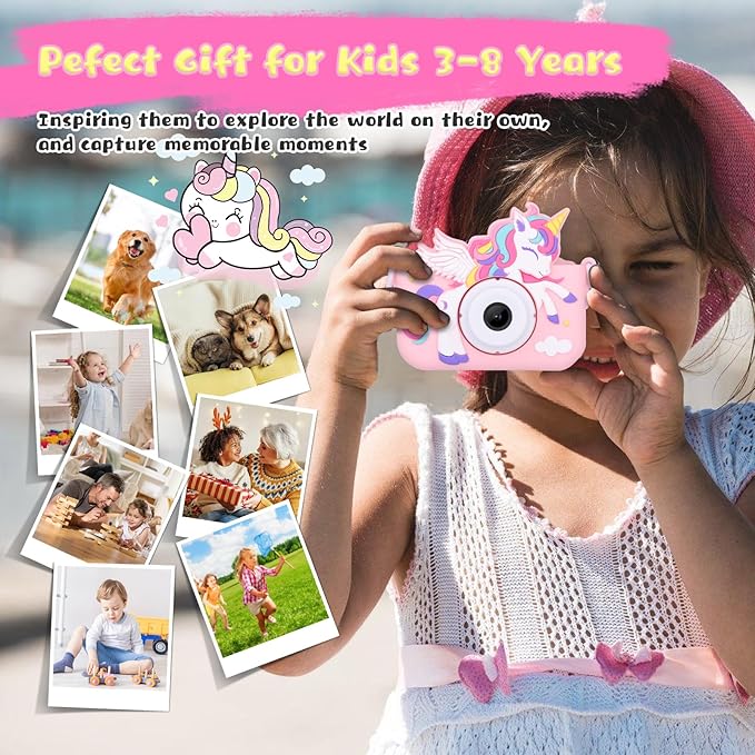 2-Pack Camera for Kids Girls Age 3-8, Toddler Kids Digital Camera Christmas Birthday Gifts for 3 4 5 6 7 8 Years Old Girl, Cute Selfie Video Camera