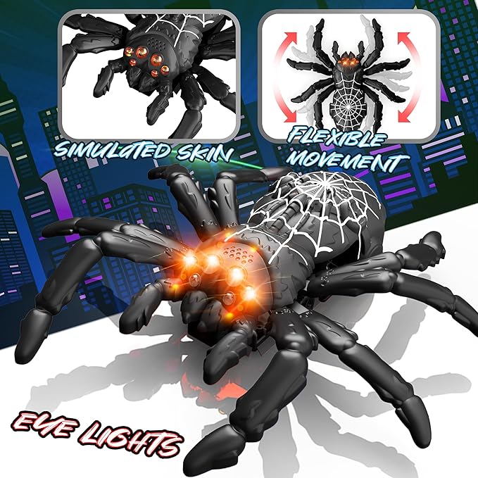 Wall Climbing Remote Control Spider Robot Toys, Climbs Walls&Ceilings|360°Stunts, 2.4GHz Remote|Gifts for Kids 3-12 Year Olds|Spider-Themed Prank Toy, STEM Educational Tech Toy for Indoor&Outdoor Play