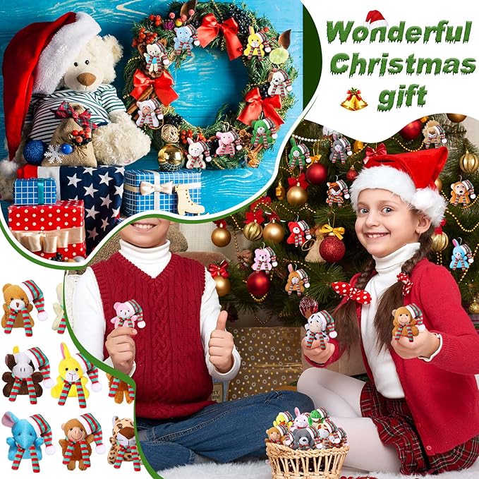 Skylety 50 Pcs Mini Stuffed Animals Bulk Cute Safari Jungle Small Plush Doll Toy Set Tiny Plush Keychain Decoration for Easter Party Favor Gift Carnival Classroom Prize(Assorted Animals,Vivid Color)