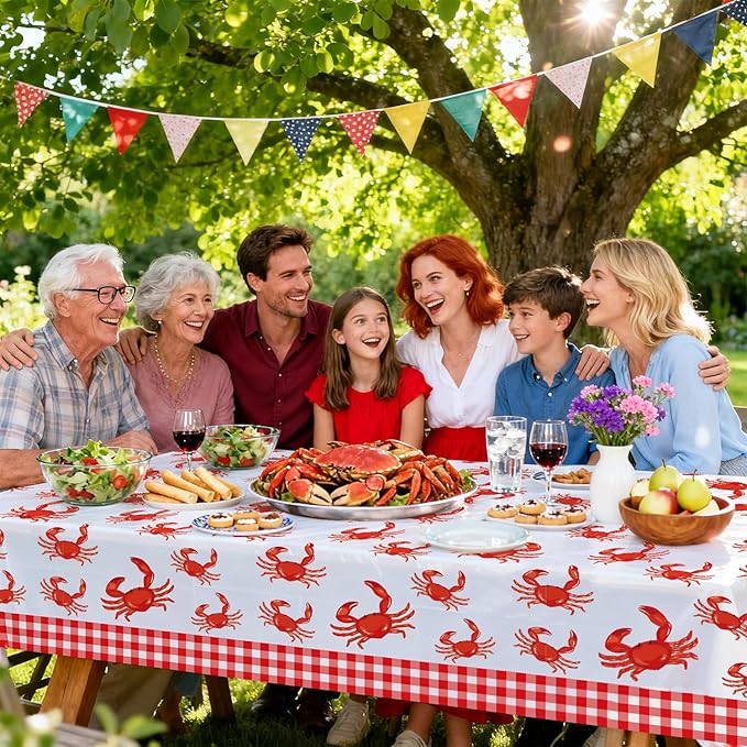 Seafood Boil Party Tablecloths, 4 Pcs Disposable Crawfish Crab Boil Table Cloths for Seafood Theme Party Supplies Dining Kitchen Decorations, 51 x 86 inch