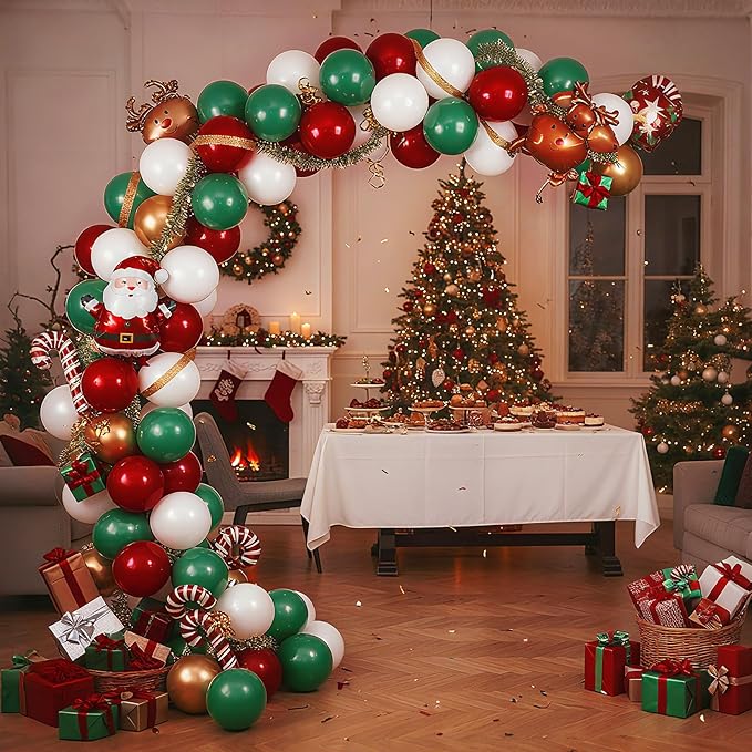 RUBFAC 129pcs Ruby Red Balloon Arch Kit, Different Sizes 18 12 10 5 Inches Cherry Red Burgundy Balloons for Garland Birthday Wedding Party Decorations