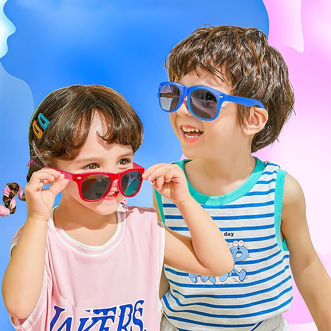 GINMIC Kids Sunglasses Party Favors, 12Pack Neon Sunglasses for Kids, Boys and Girls, Great Gift for Birthday Party Supplies, Beach, Pool Party Favors, Fun Gift, Party Toys