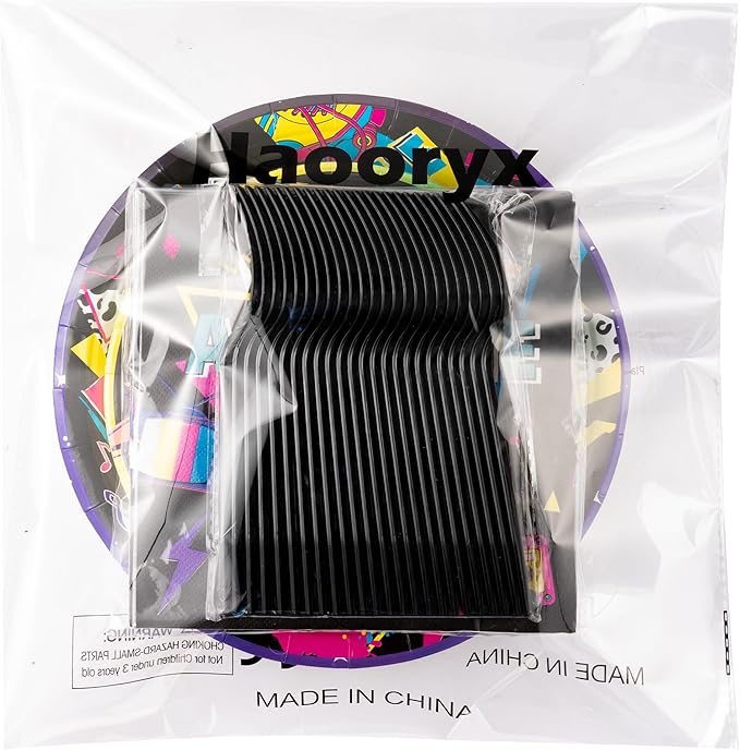 Haooryx 1986 40th Birthday Party Tableware - 96Pcs 80S Vintage Black Birthday Party Decor Supplies Back in 1986 Disposable Paper Plates Napkins Plastic Forks for Men Women 40 Years Old Birthday Party