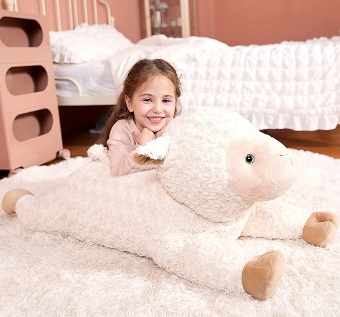 IKASA Large Sheep Stuffed Animal Plush Toy,Giant Lamb Cute Jumbo Soft Toys,30" Huge Big Size Plushy Fat Oversized Plushie,Gifts for Kids (Sheep)