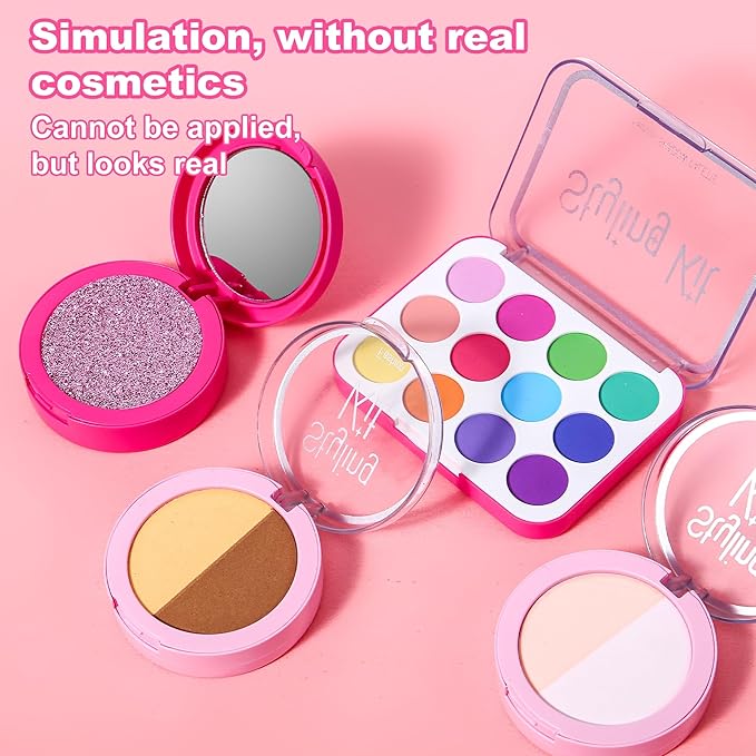 Children's Home Makeup Toy Set of 10, Liquid Free and Powder Free, Girl Dress-Up Toy, Kids Pretend Play，Toys for Girls Princess Birthday Gift Age 4 -12