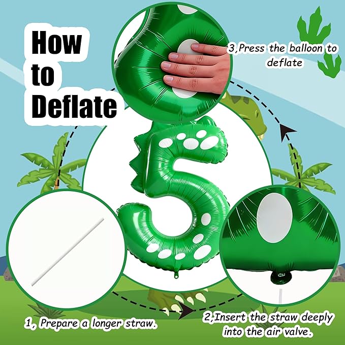 Green Dinosaur Balloons 5th Birthday Decorations for Boys,40inch Big Dinosaur Number 5 Balloon Birthday Party Decoration for Kids Birthday Party Decoration Supplies