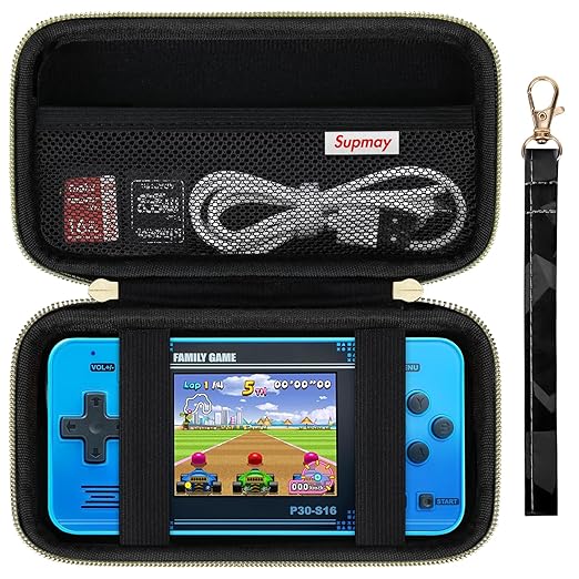 Supmay Carrying Case Compatible with WELLST·G Handheld Game for Kids -Preloaded 220 Retro Video Games, Portable Gaming Player Storage Holder Travel Bag with Mesh Pocket for USB Cable, Black