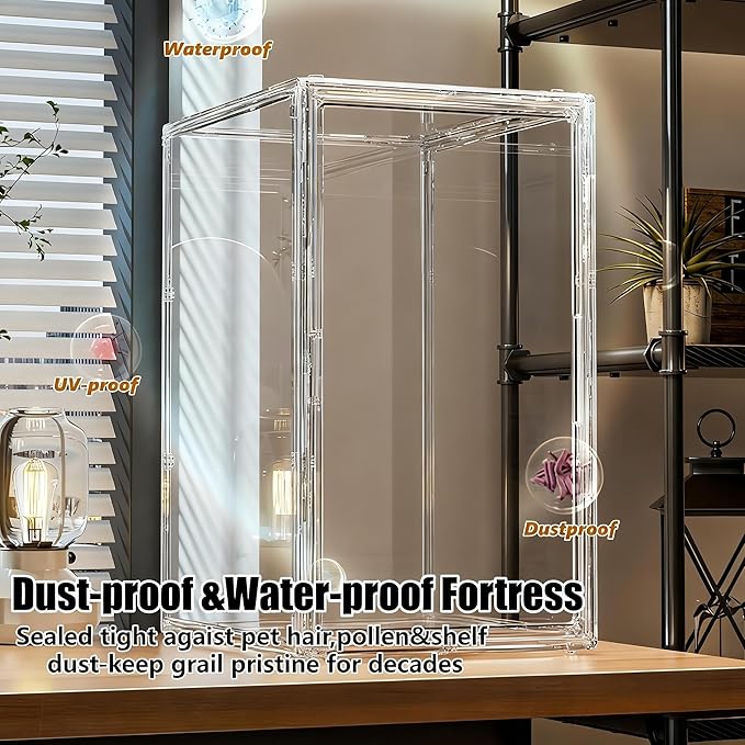 Jumbo Wide Acrylic Display Cabinet - Extra High for 23" Statues, Helmets & Plush Toys, Magnetic Door Museum Showcase for Large Collectibles (Extra Large(14.17in*14.17in*23.6in))