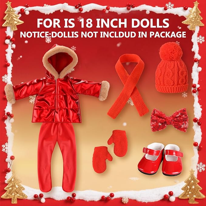 Kajaia 8 Pcs Doll Clothes 18 Inch Doll Clothes and Accessories Dress Flip Flops Hat Outfit Swimsuit Accessories for 18 Inch(Winter)