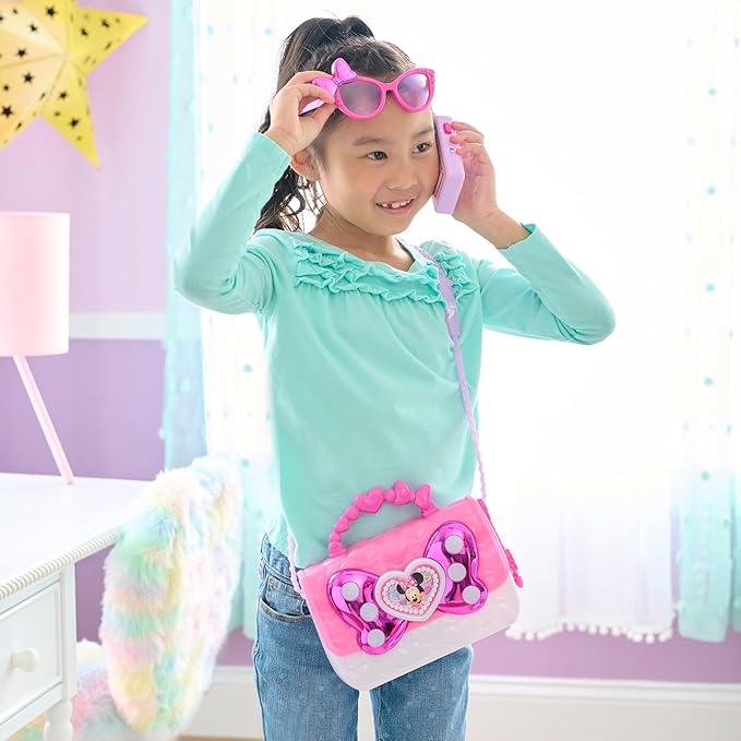 Disney Junior Minnie Mouse Bowfabulous Bag Set, 7-piece Dress Up and Pretend Play Toy Purse, Kids Toys for Ages 3 Up by Just Play