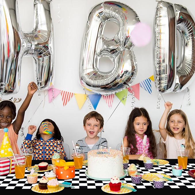 Tallew 6 Pcs Checkered Car Party Supplies Disposable Tablecloth Plastic Table Cover Black and White Checkered Race Table Runner for Racing Birthday Party Decor Favor Supplies (Black)