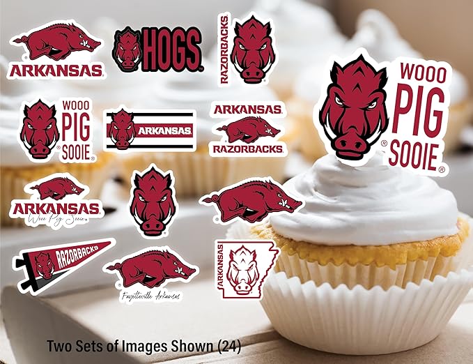 Arkansas Razorbacks Cupcake Topper Party Supplies for Football, Birthday, Graduation Party Decorations (24 Pieces) (Arkansas Razorbacks)