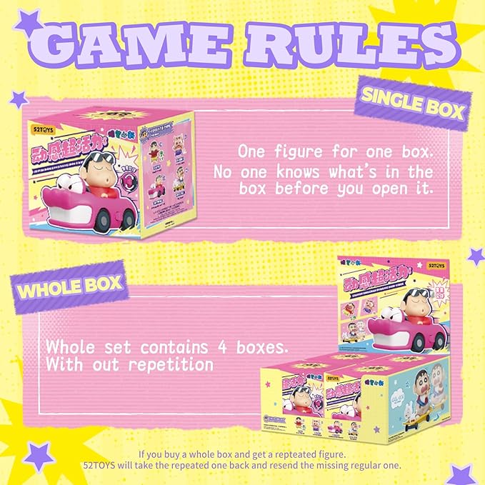 52TOYS Crayon Shinchan Dynamic Shin-Vibes, 1PC Action Figure Collectible Toy Kawaii Creative Gift Room Decor Desktop Decoration, Gift for Birthday Party