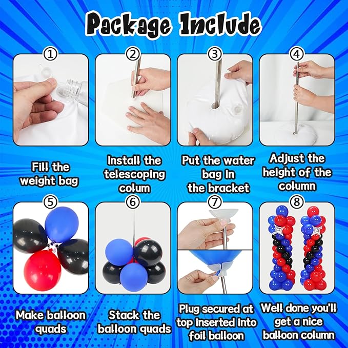 Spider Balloons Birthday Party Decorations Supplies Kids, Superhero Banner Themed Backdrop Balloon Column Arch Garland Party Decor Kit for Boy -228Pcs
