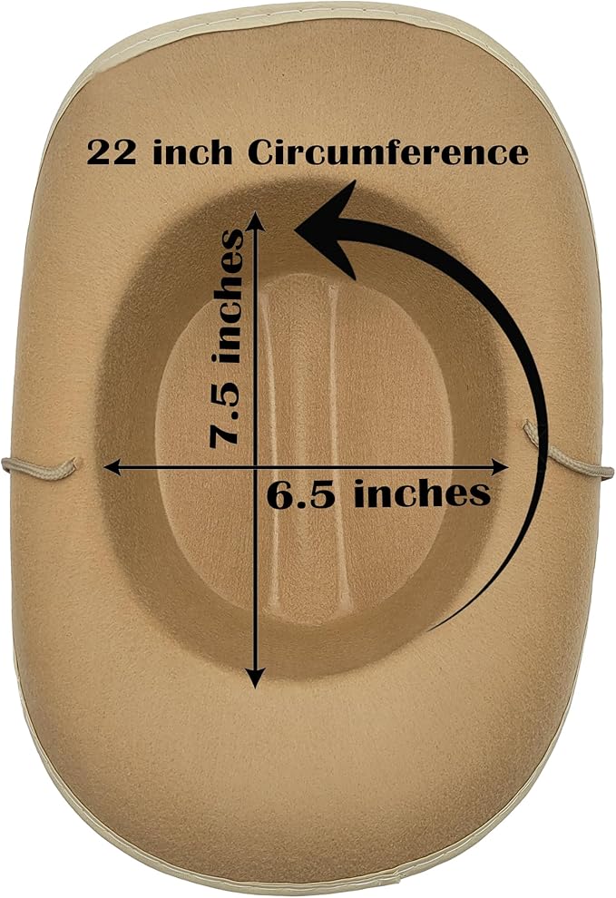 The Dreidel Company Cowboy Felt Western Hat, 22" Circumference Dress Up Costume Clothes for Kids, Pretend Play, Party Favors