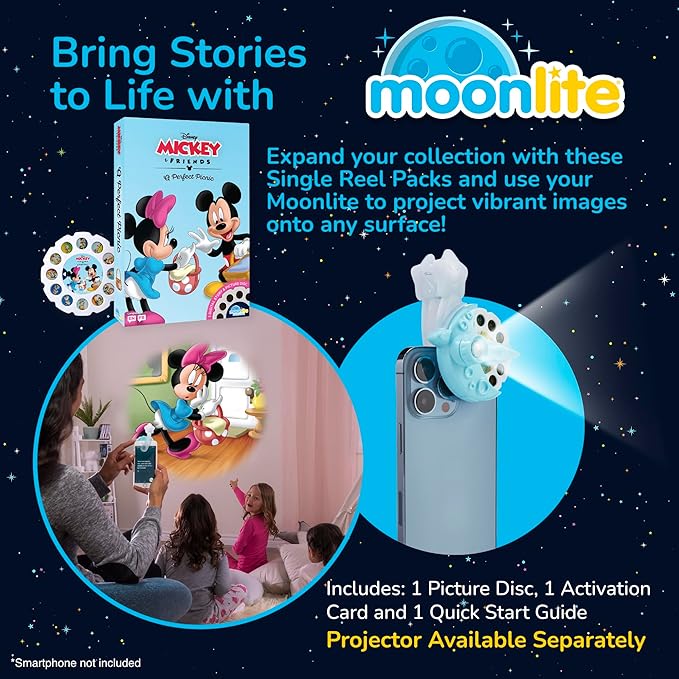 Moonlite Storybook Reels For Flashlight Projector, Kids Toddler | Mickey & Friends A Perfect Picnic | Single Reel Pack Story for 12 Months and Up