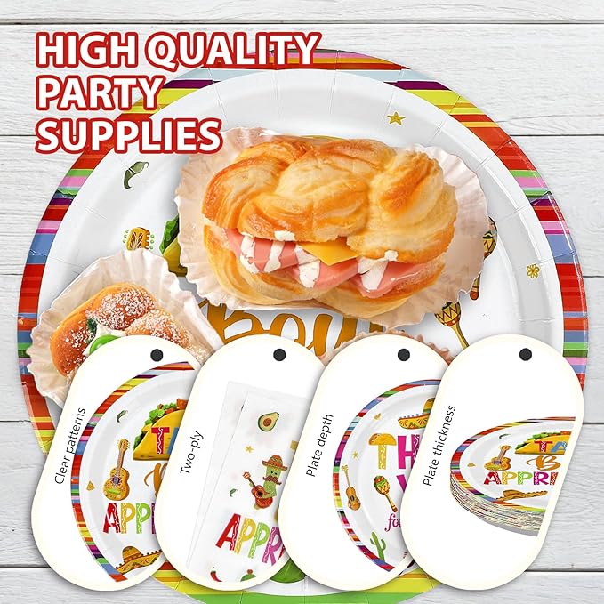 96Pcs Mexican Taco Bout Appreciation Party Decorations Thank You for All You Do Plates and Napkins Mexican Tacos Decorations for Teacher and Staff Appreciation Cinco De Mayo Party Supplies Serves 24