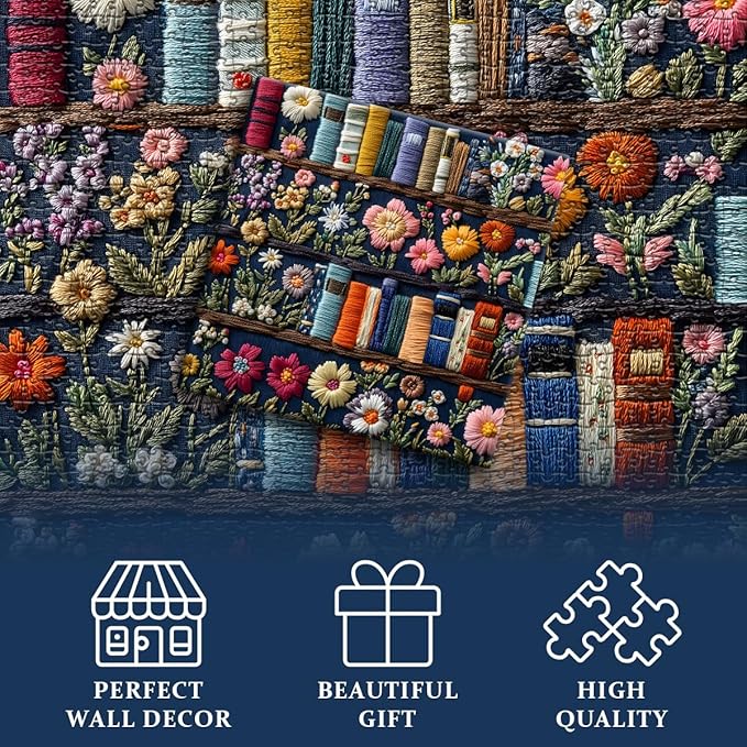 PICKFORU Wildflower Pages Jigsaw Puzzle 1000 Pieces, Unique Art Floral Plant Puzzle Retro Vintage Aesthetic Challenge for Adults