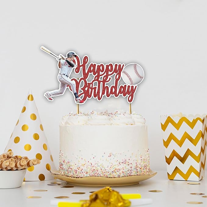 Baseball Happy Birthday Cake Topper – Sports Theme Cake Decoration for Birthday Celebration, Baseball Inspired Dessert Topper for Party Cakes, Table Display Styling, Sports Event Setup.