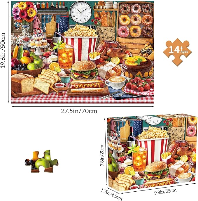 Food Feast Jigsaw Puzzles, Puzzles for Adults 1000 Pieces, Lumière's Banquet Impossible Challenging Puzzles Game, Interlock Perfectly No Dust, Gifts for Easter Earth Mother’s Day