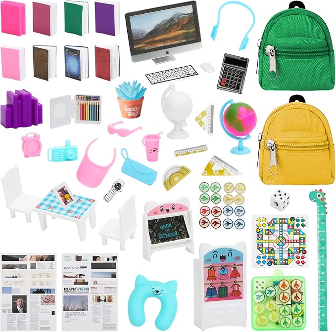 ONEST 46 Pieces Mini House School Supplies Mini School Accessories Miniature House Home Miniature Model DIY Accessories