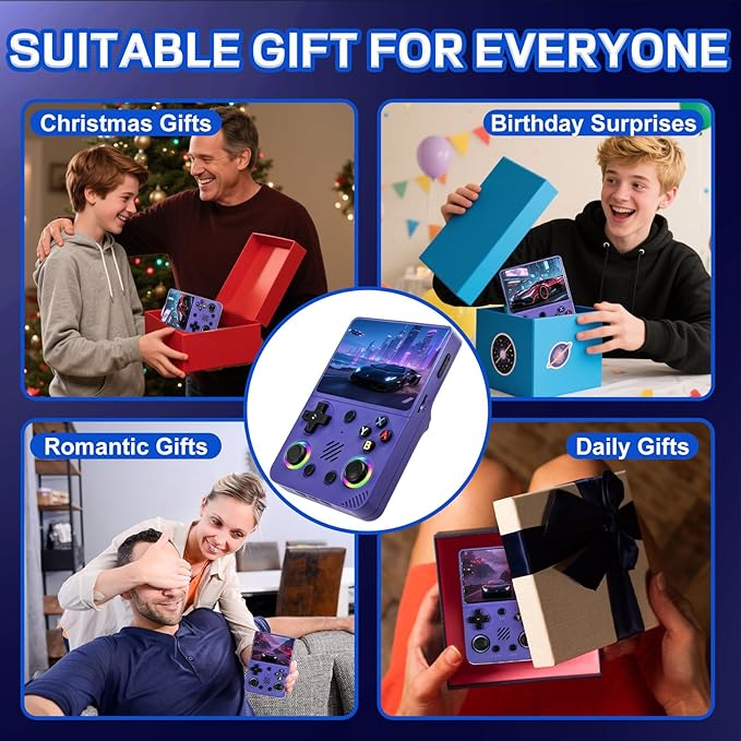 RG36PRO Retro Video Game Console - Open Source System,3.5"IPS Screen,64G TF card,3000mAh Battery,Support 30,000+ Classic Retro Video Games for Teen or Partner - Gift for Christmas - Purple