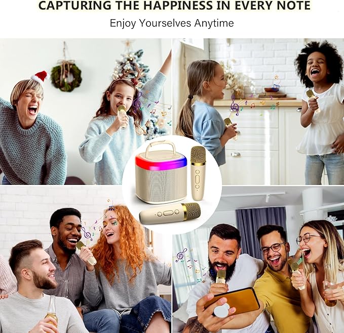 Mini Karaoke Machine, Portable Bluetooth Speaker with Microphone for Kids Singing Home Party, Christmas Halloween Kids Birthday Gifts, Music Toys for Girls Boys 3-12+ Years Old