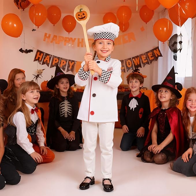 Kids Chef Costume Boys Role Play Costume Pretend Play Chef Costume for Boys and Girls 3-8T