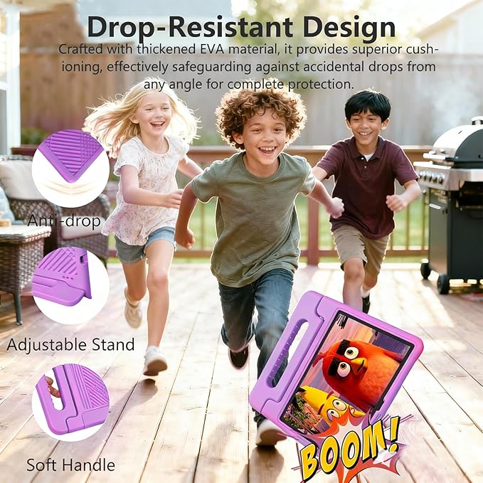 Kids Tablet 11 inch Android 15 20GB + 128GB Octa-Core 8000mAh Todder Tablet with Drop-Proof Case, Parental Control, WiFi 6 and Bluetooth, Purple