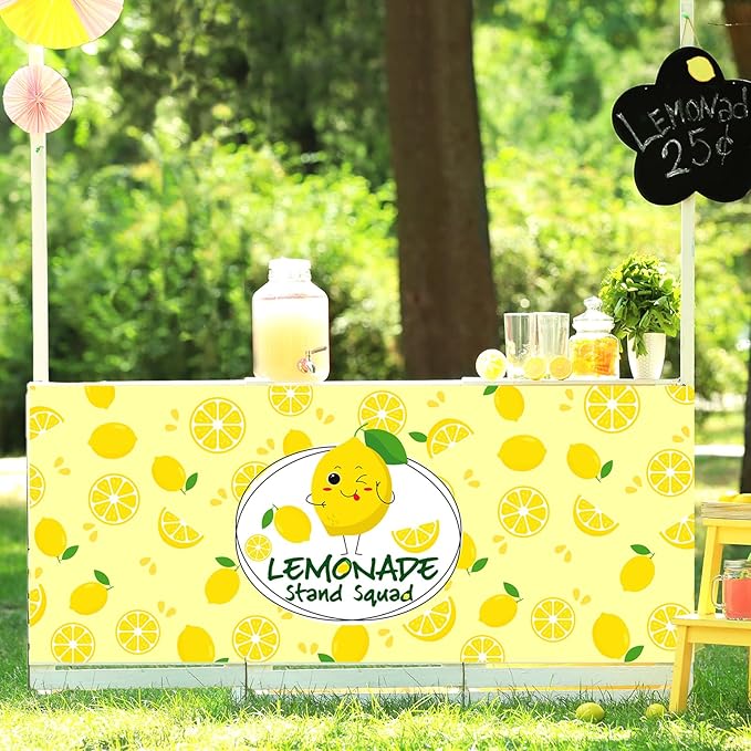 24" x 118" Lemonade Tablecloth for Lemonade Stand Supplies Lemon Table Cover for Kids Lemon Party Supplies Summer Beach Picnic Birthday Party Decorations(Yellow)