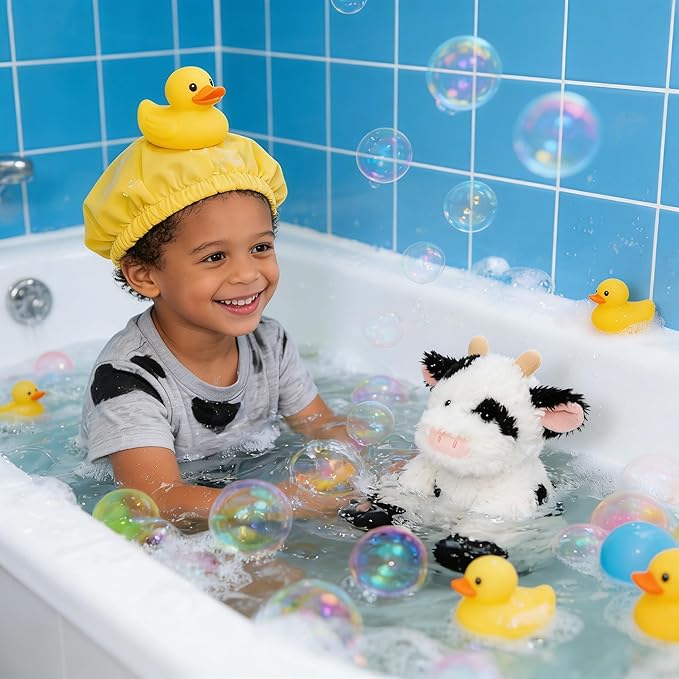 Hopearl Adorable Plush Cow Toy Floppy Dairy Cattle Soft Stuffed Animal Cute Birthday Gifts for Boys Girls Kids Toddlers, 9''