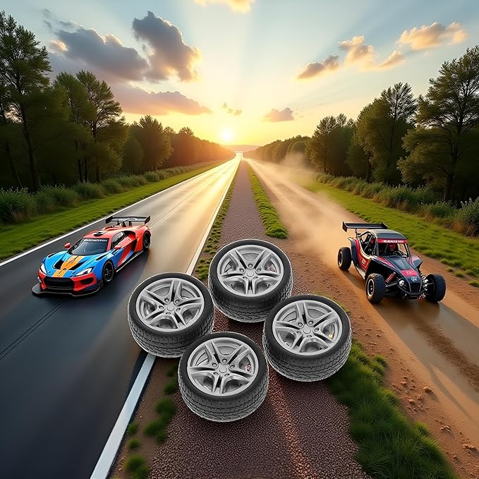 4 Pcs Black Tires, 48mm Simulation Rubber Wheel Tire Wheel Toy Model DIY RC Spare Parts Easy Installation,Tire and Sets,Remote and App Controlled Vehicles and Parts,and Tires