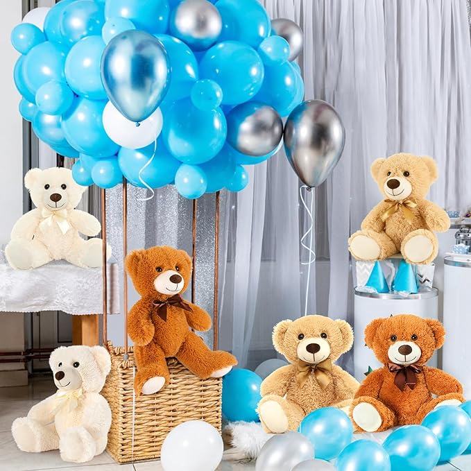 MaoGoLan 12 Pack Teddy Bears in Bulk, 14inch Small Stuffed Animals Teddy Bears for Baby Shower Wholesale Plushies for Themed Birthday Wedding Party Favors - 3 Colors